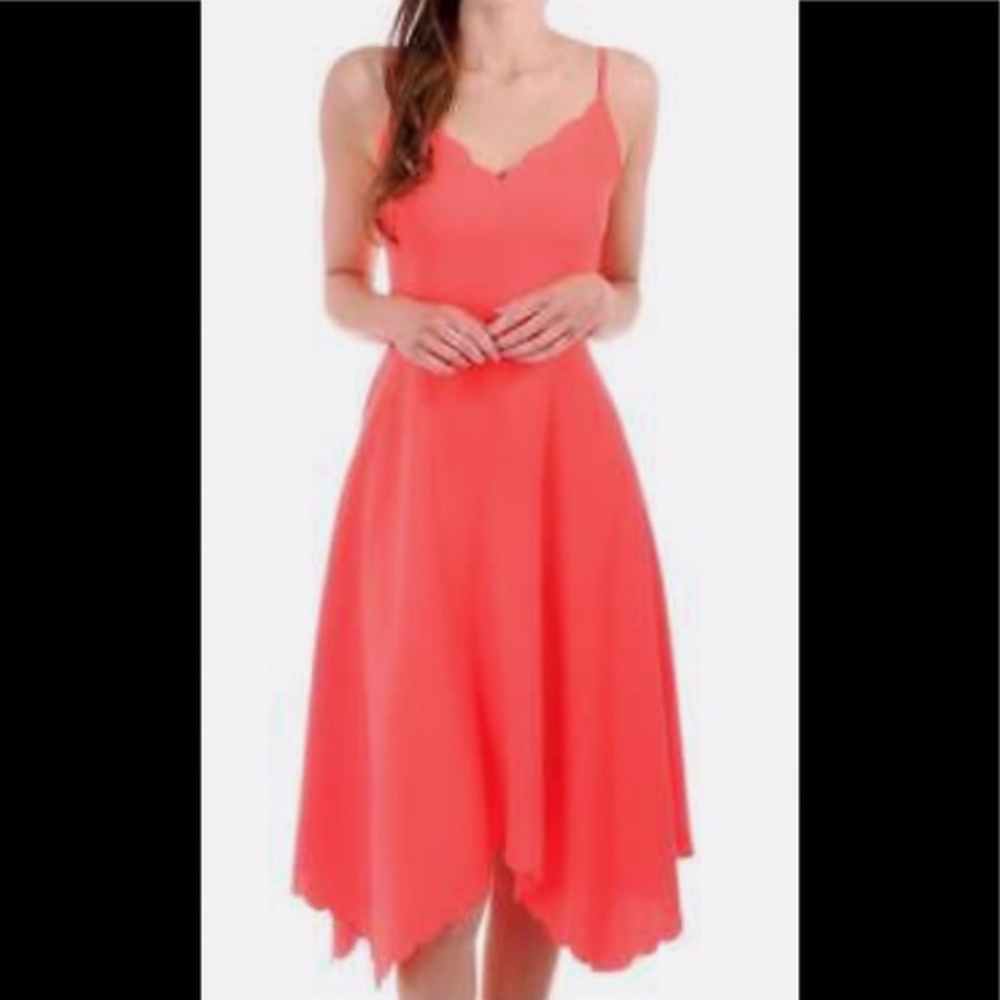 Ted Baker Simbah Scallop Asymmetric Hem Dress Mid Orange 2